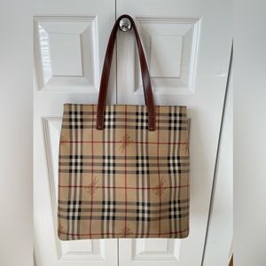 Authentic Burberry classic plaid tote bag thick and durable